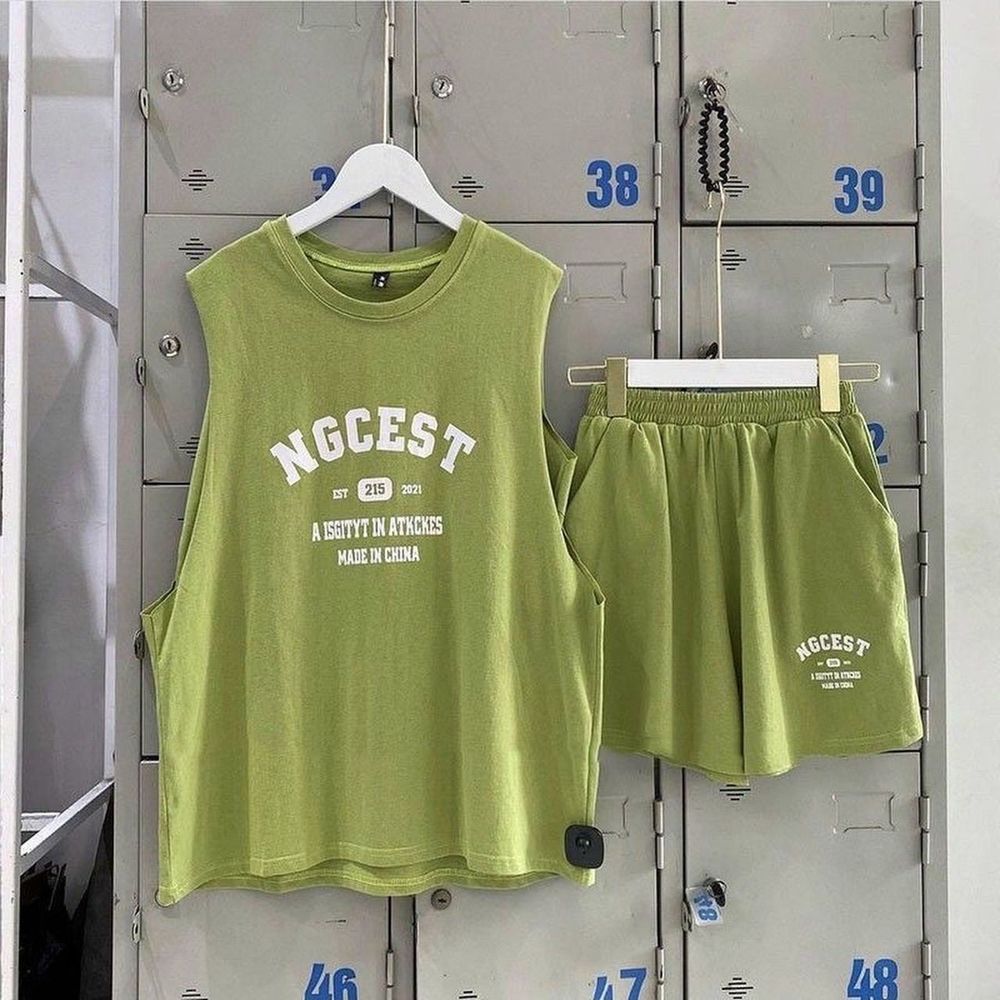 Set Bộ ba lỗ nữ thể thao gồm áo tanktop thun cotton xịn kèm quần đùi nữ thể thao cá tính ullzang mặc