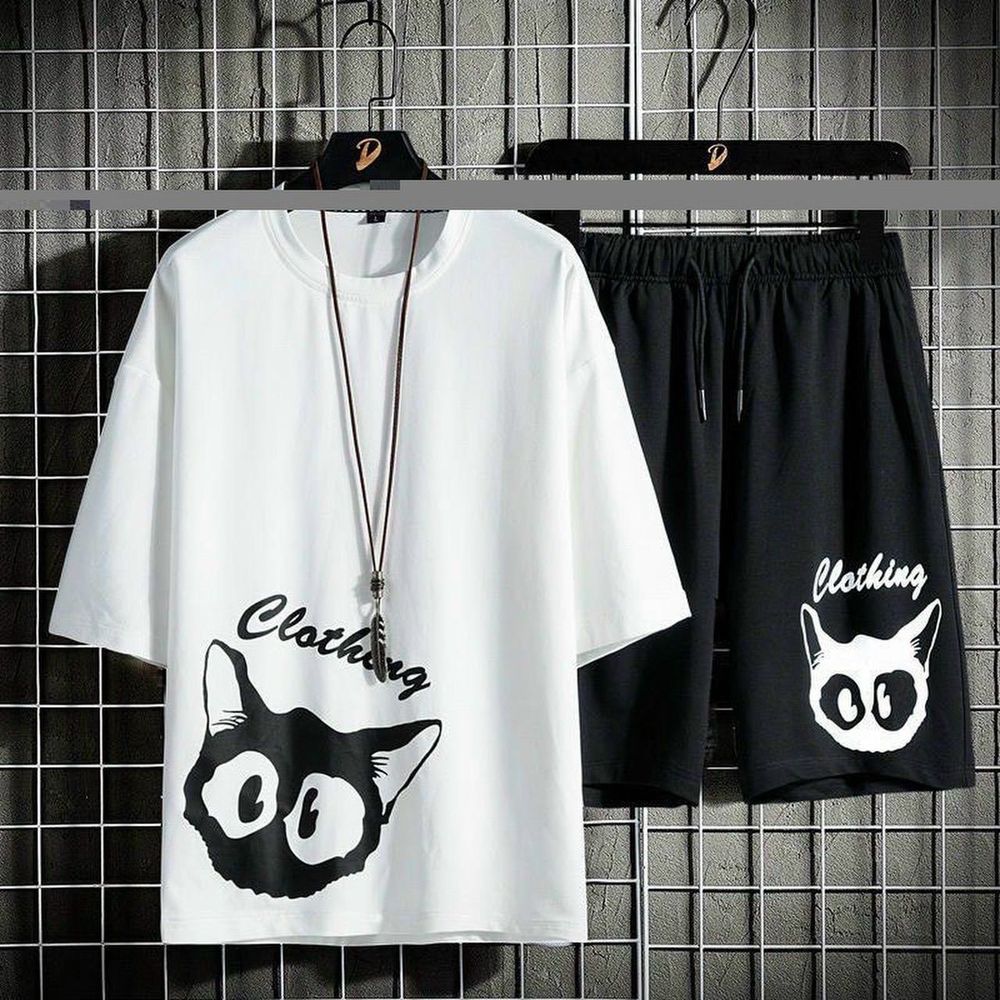 SET đồ bộ nam hoạ tiết mặt mèo, chất vải thun lạnh thoáng mát