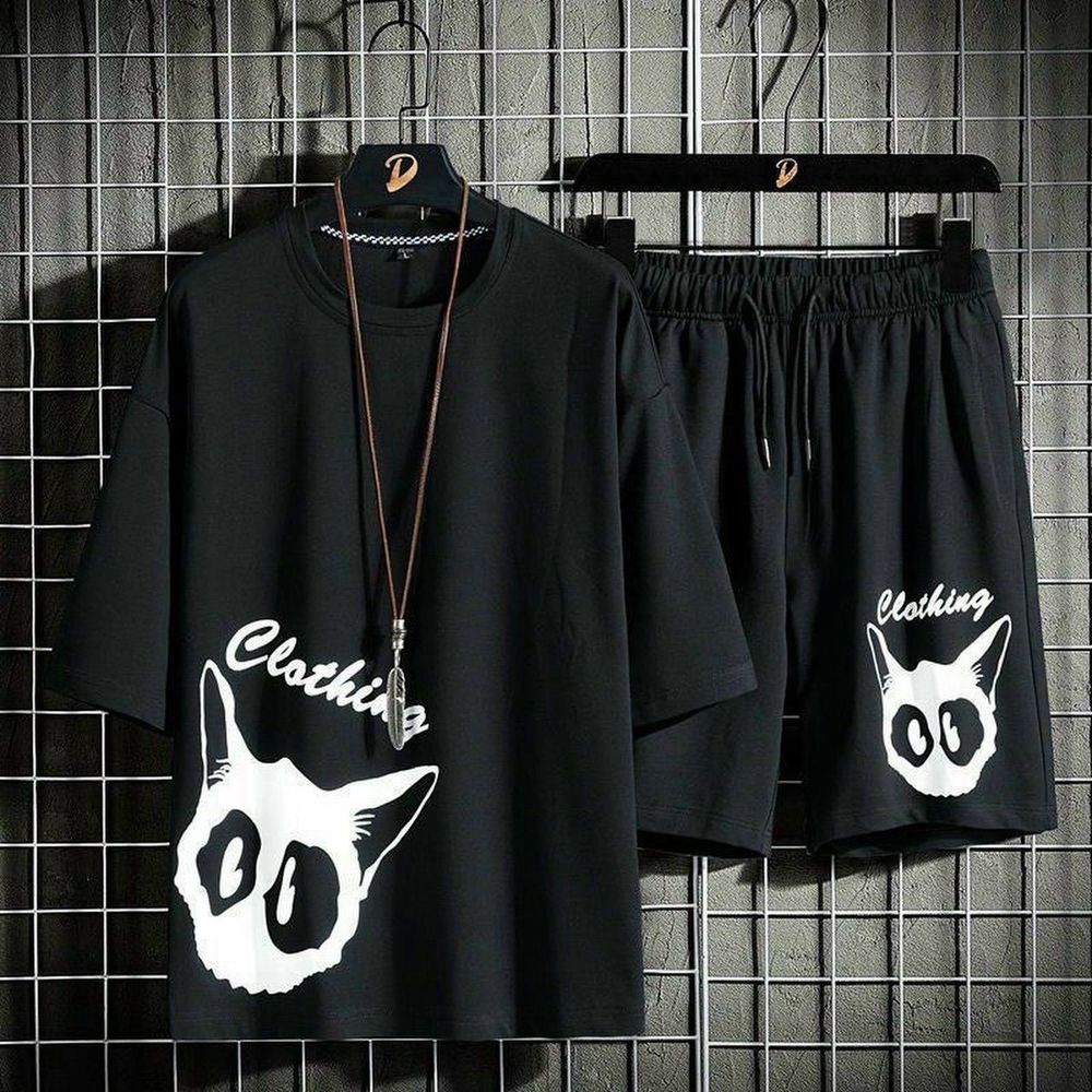 SET đồ bộ nam hoạ tiết mặt mèo, chất vải thun lạnh thoáng mát