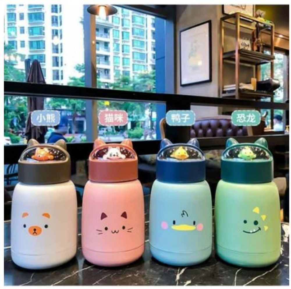 Bình nước họa tiết các con vật siêu cute náp có tai xinh xẻo