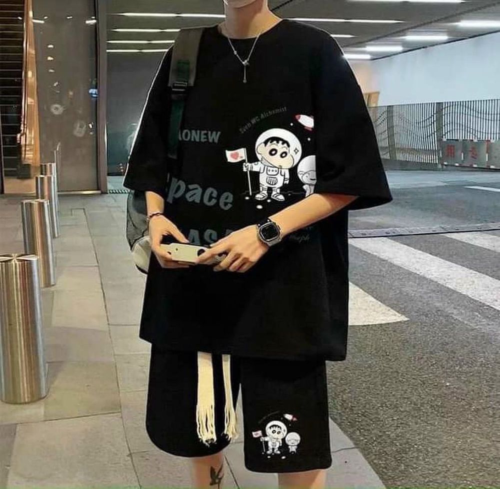 Bộ quần áo nam mặc nhà in hình phi hành gia dễ thương thun cotton co giãn mềm mịn