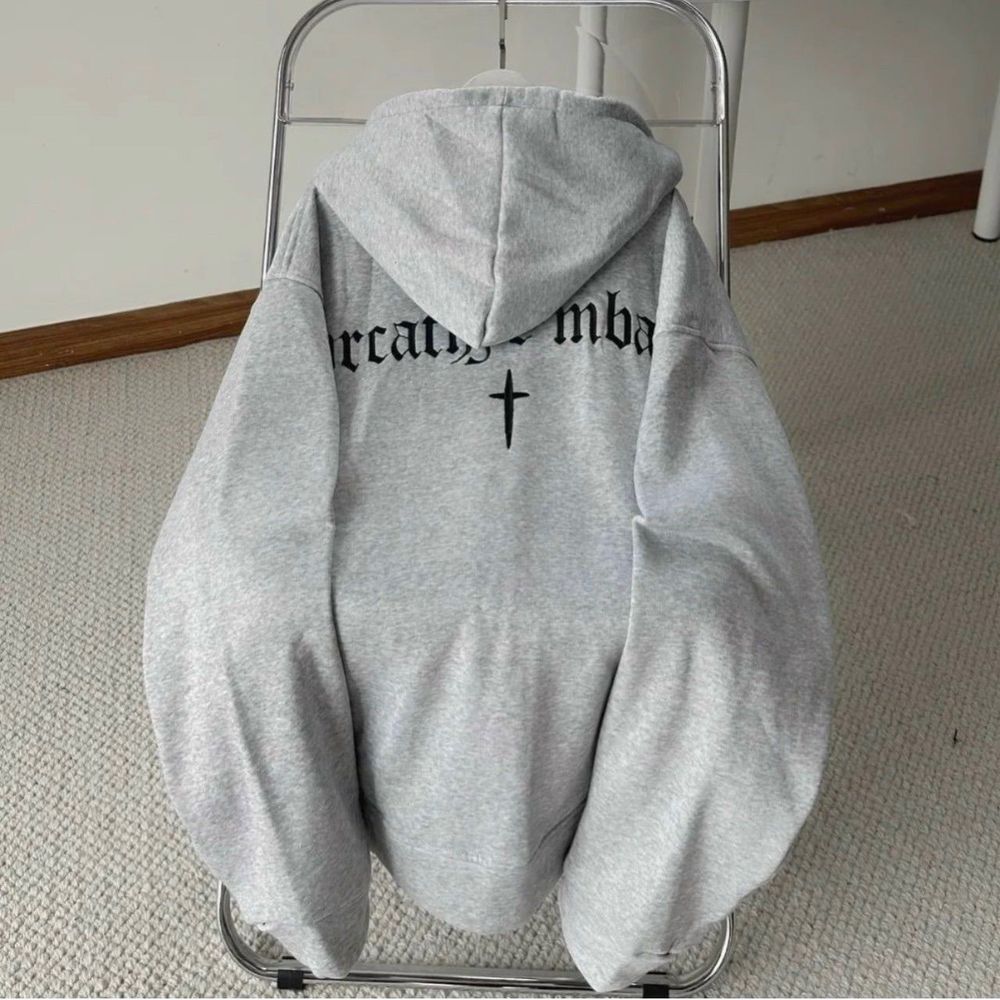 Áo khoác zip chữ thập nỉ lót bông hình thêu 2 mặt form rộng unisex nam nữ