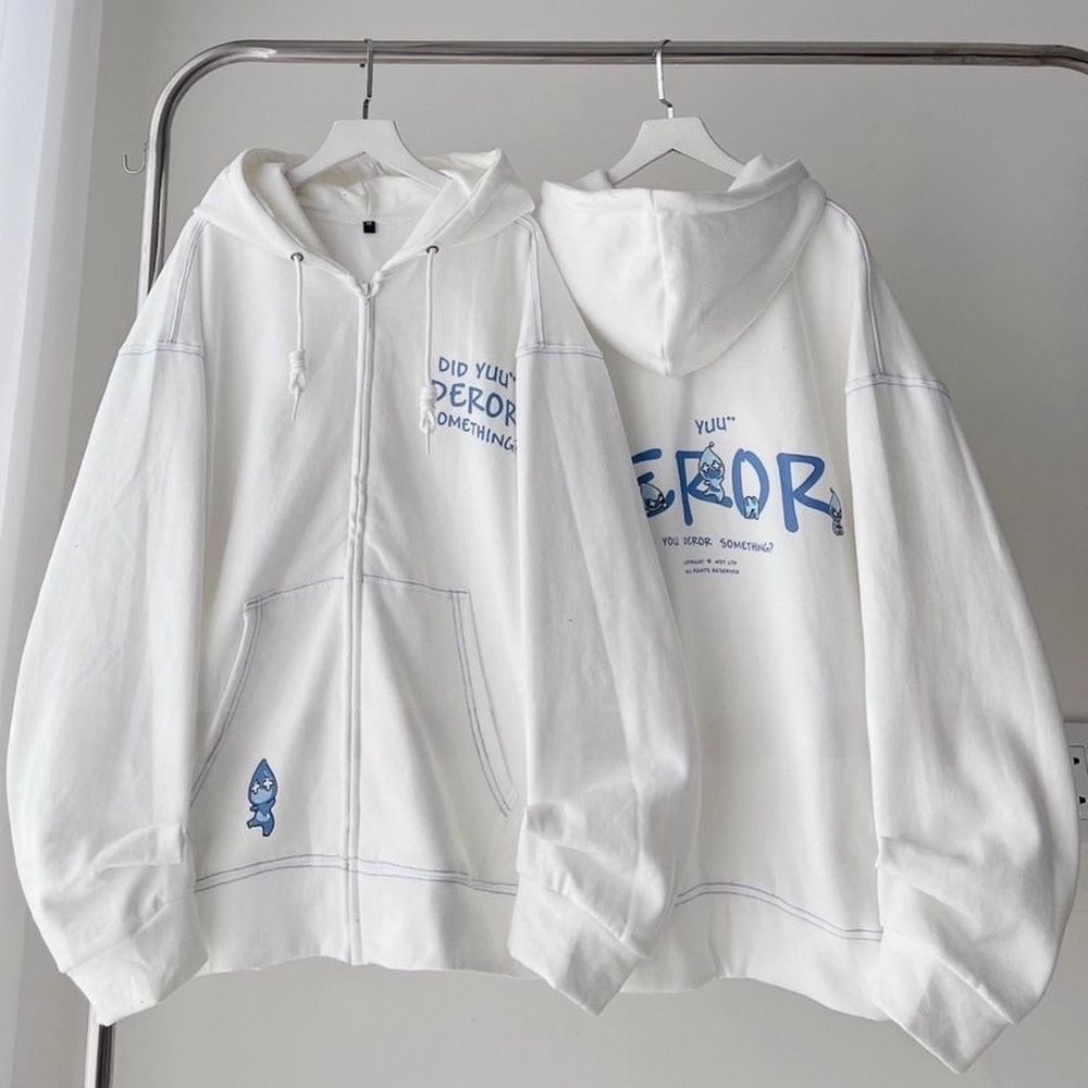 Áo Khoác Dây Kéo Nỉ Lót Bông In Chữ DEROR Chạy kansai form Unisex