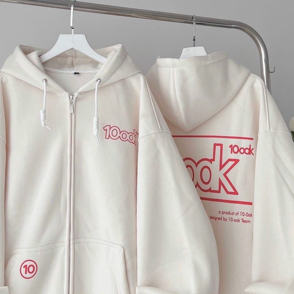 Áo khoác dây kéo in 10ook form rộng unisex .