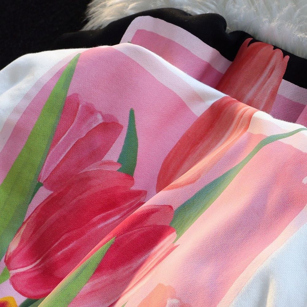 ￼ Áo Hoodie In Họa tiết hoa tulip Phong Cách Hàn Quốc .