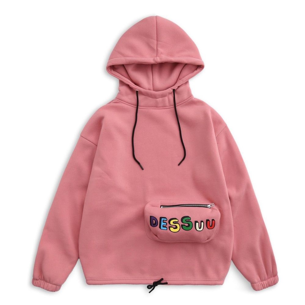 Áo hoodie in Dessuu có túi bao tử phối dây rút form rộng unisex nam nữ.