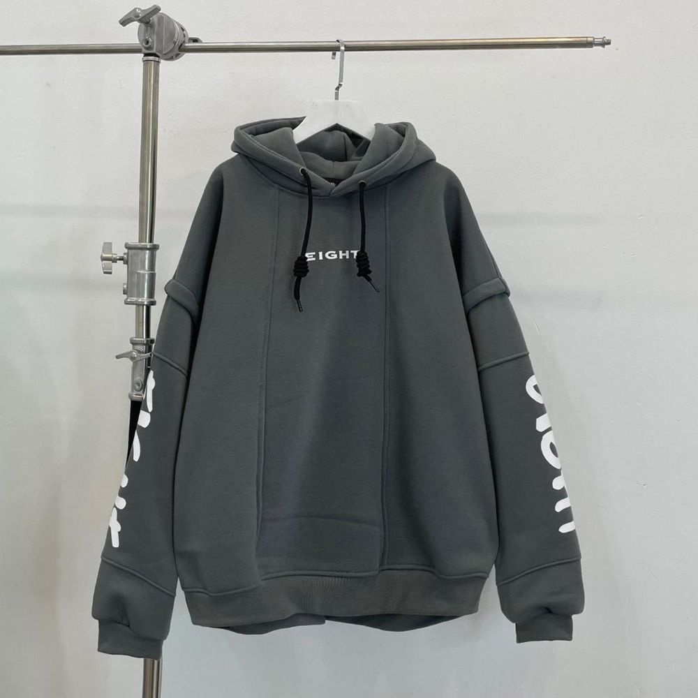 ￼Áo Hoodie Nỉ Lót Bông Tay Nối EIGHT Form Rộng Unisex.