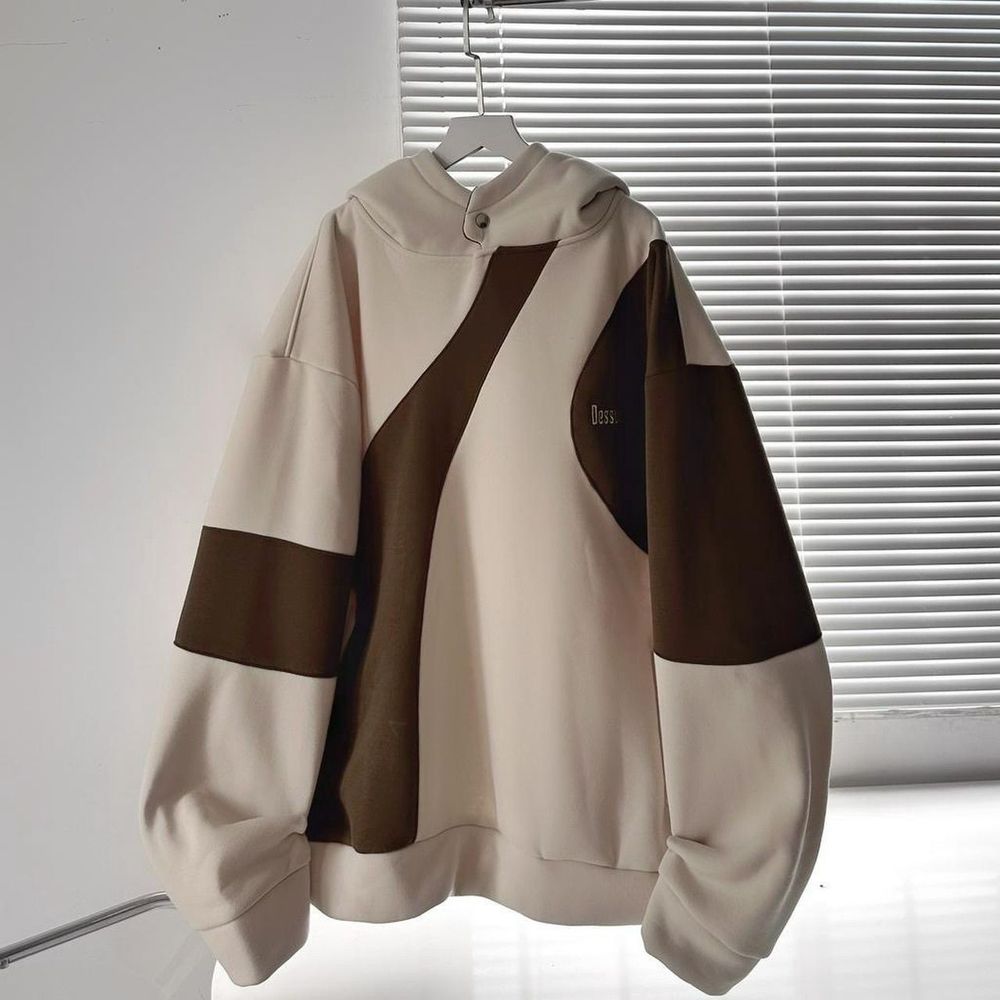 Áo hoodie DESSY nỉ bông dày dặn nút bấm phối màu phối form rộng unisex nam nữ.