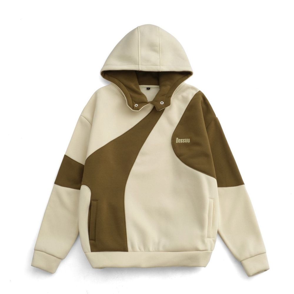 Áo hoodie DESSY nỉ bông dày dặn nút bấm phối màu phối form rộng unisex nam nữ.
