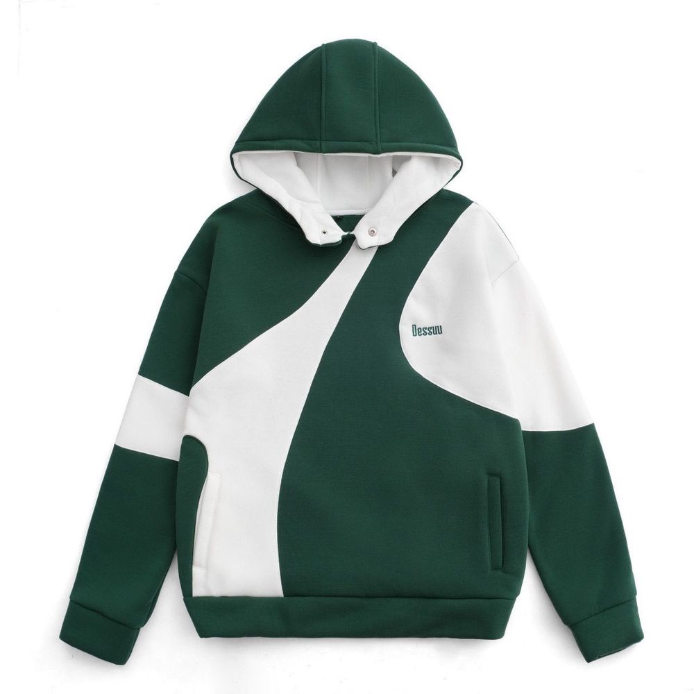 Áo hoodie DESSY nỉ bông dày dặn nút bấm phối màu phối form rộng unisex nam nữ.