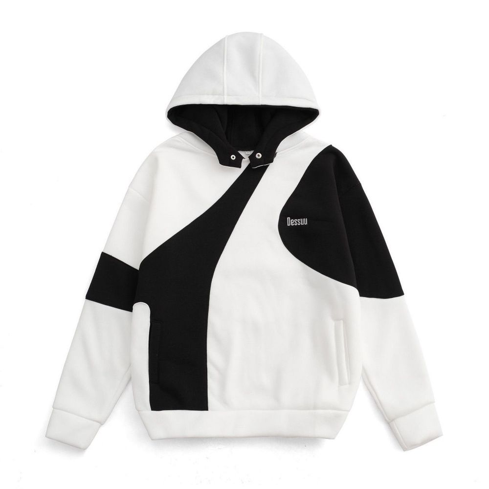 Áo hoodie DESSY nỉ bông dày dặn nút bấm phối màu phối form rộng unisex nam nữ.