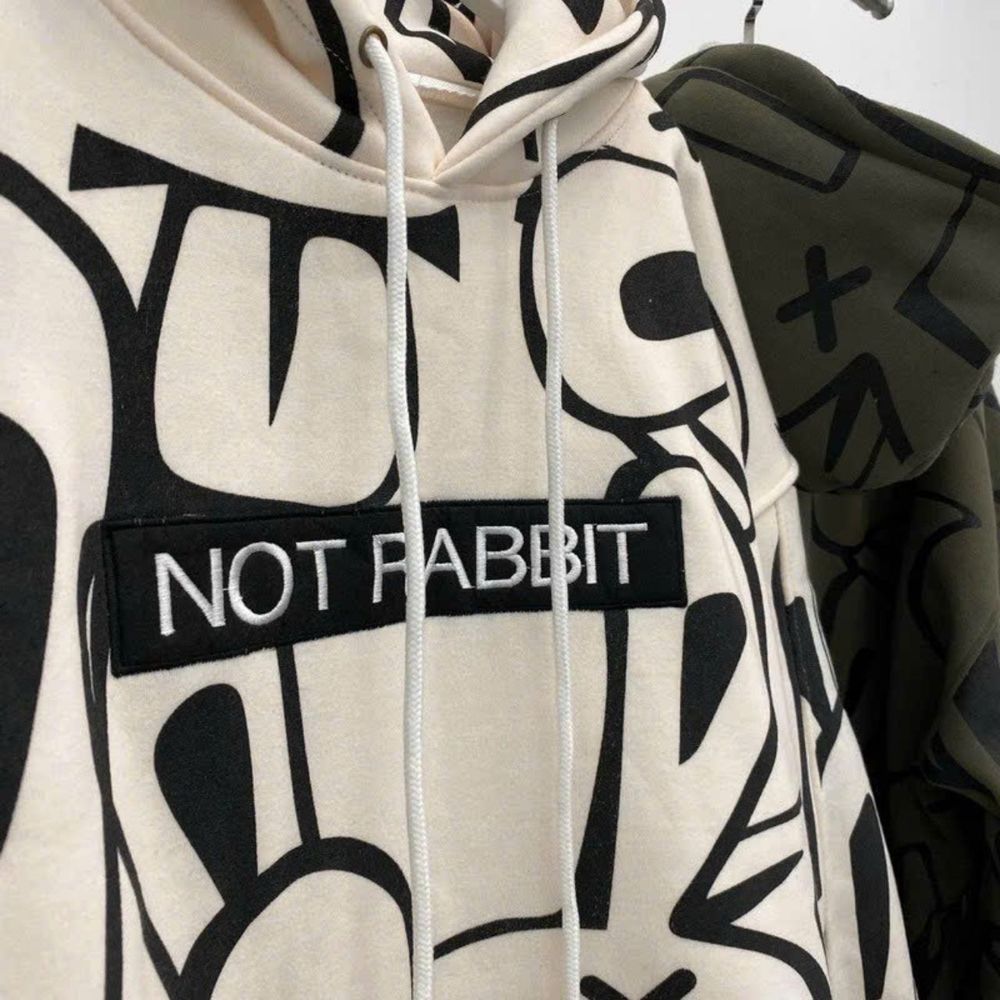Áo hoodie in toàn thân NOT RABBIT Unisex nam nữ phong cách cá tính , năng động.