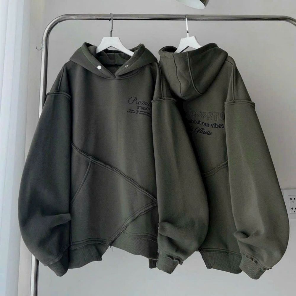 Áo hoodie Unisex logo thêu premium stardio vạt chéo hot trend. Form rộng dưới 85kg