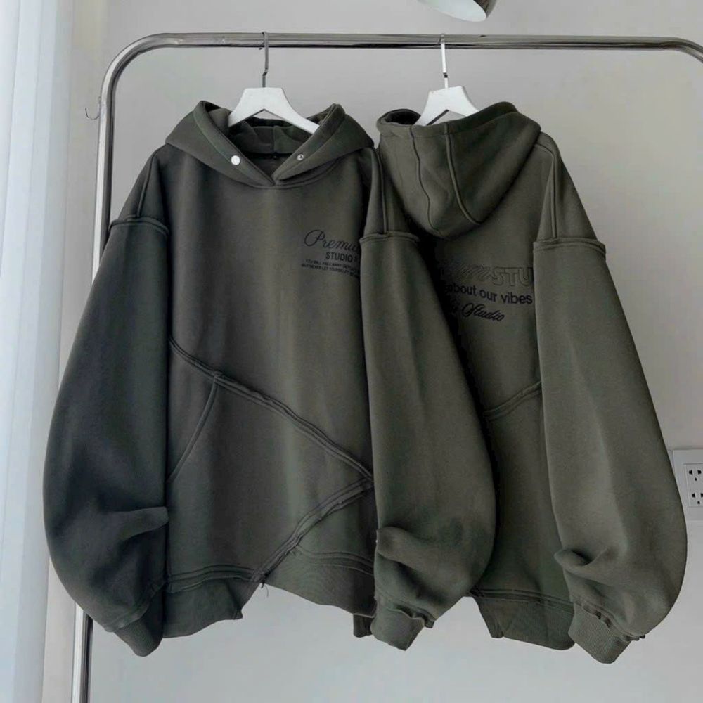 Áo hoodie Unisex logo thêu premium stardio vạt chéo hot trend. Form rộng dưới 85kg