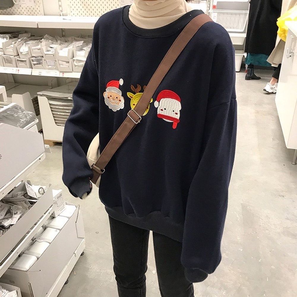 ÁO SWEATER NOEL NỈ THỤNG PHỐI VẠT CỰC XINH ÁO SWEATER GIÁNG SINH Tuần Lộc Cây Thông Người Tuyết