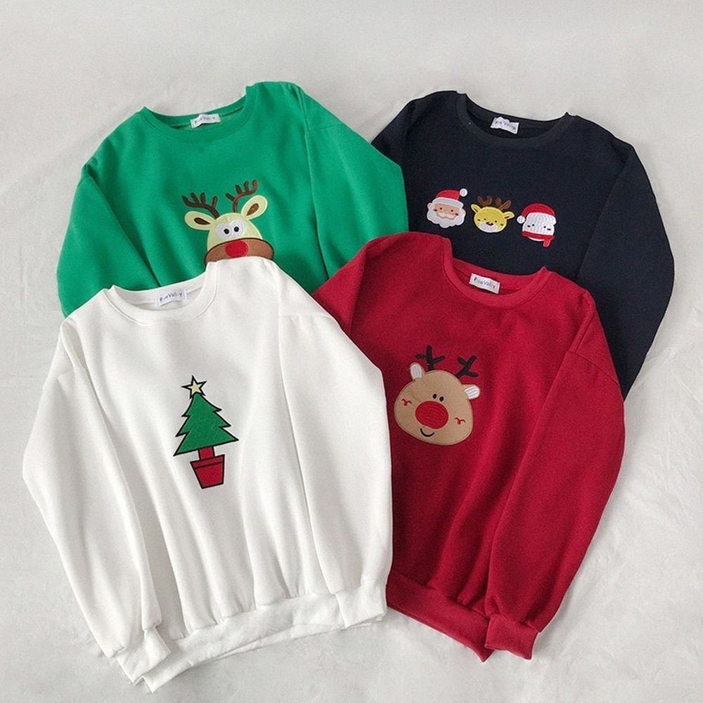 ÁO SWEATER NOEL NỈ THỤNG PHỐI VẠT CỰC XINH ÁO SWEATER GIÁNG SINH Tuần Lộc Cây Thông Người Tuyết