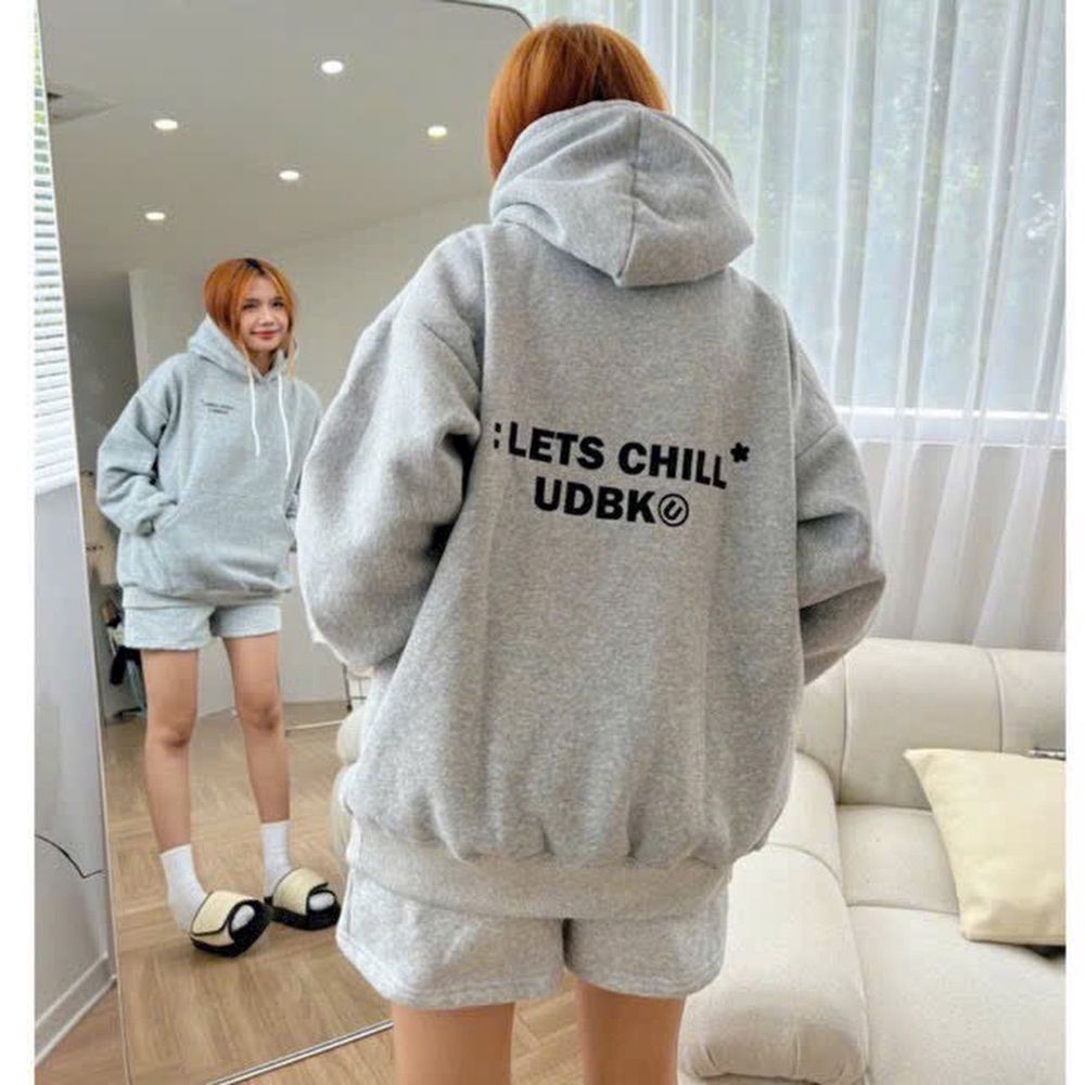 Áo hoodie nam nữ unisex nỉ bông dày dặn sweater fom rộng hàn quốc ulzzang y2k In Chữ 2 Mặt LET CHILL