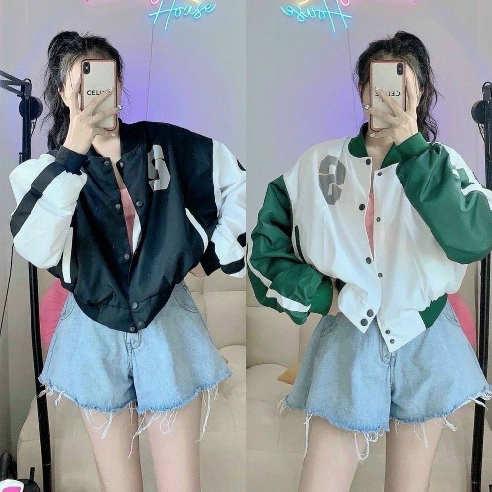 Áo khoác dù cánh dơi lửng.logo thêu B .dây rút.