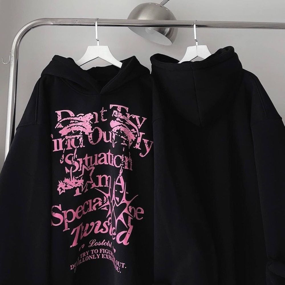 Áo hoodie chất thun nỉ mềm mịn mát,mặc chống nắng,tay phồng nhúng .logo in form 70kg màu đen, Hồng