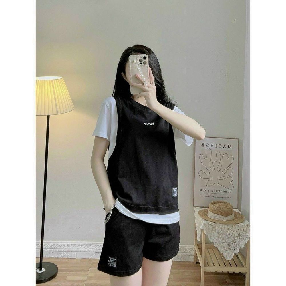 Đồ bộ in NO 9 chất thun conton, logo in, tay lỡ quần đùi, form dưới 50-70kg