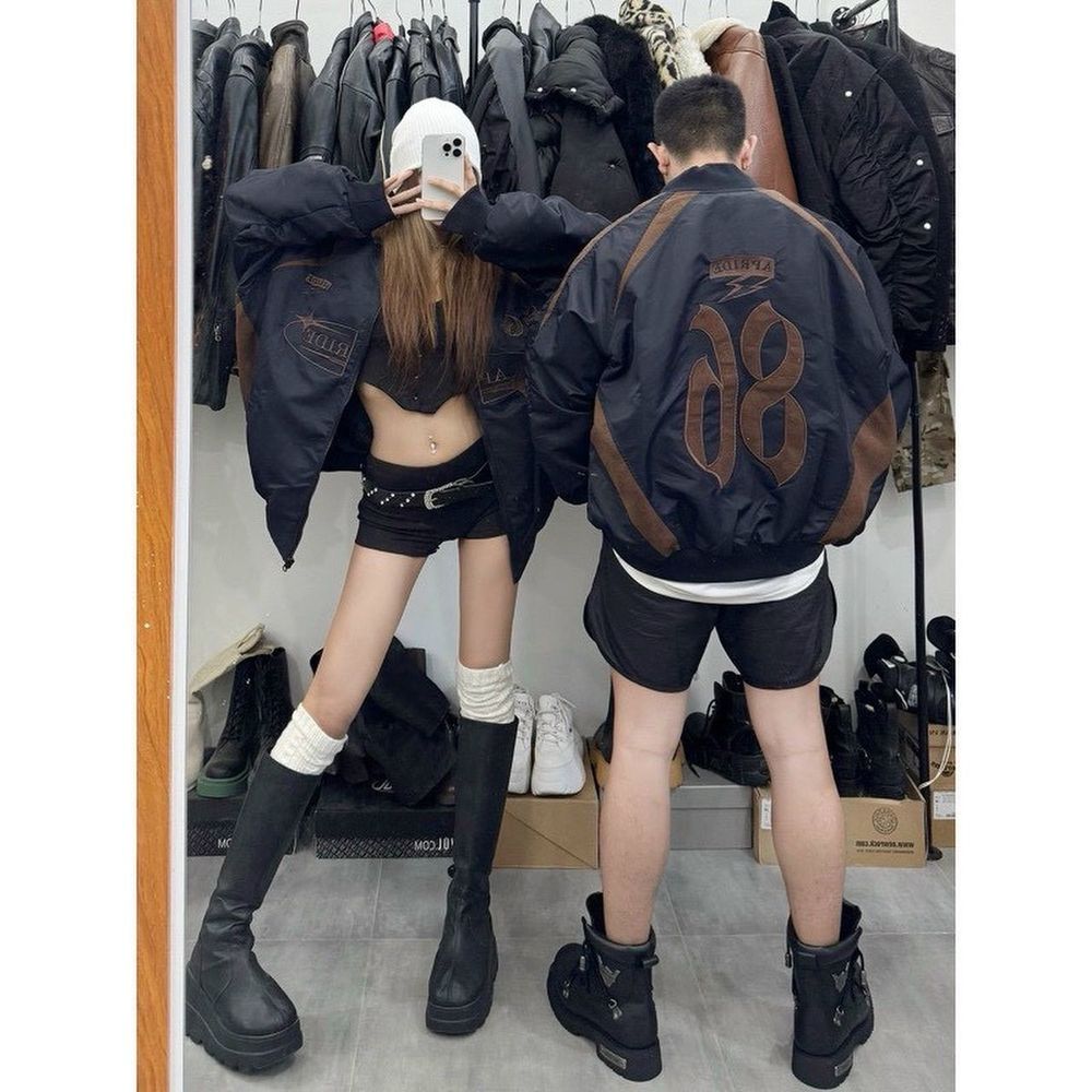 Áo khoác bomber UNISEX nam nữ chất da lộn 2 lớp, lót dù in APRIDE 86