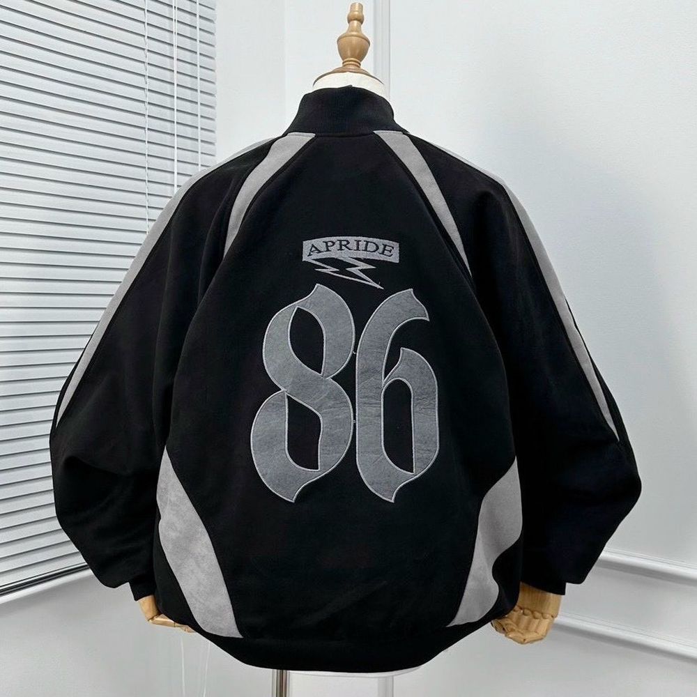 Áo khoác bomber UNISEX nam nữ chất da lộn 2 lớp, lót dù in APRIDE 86