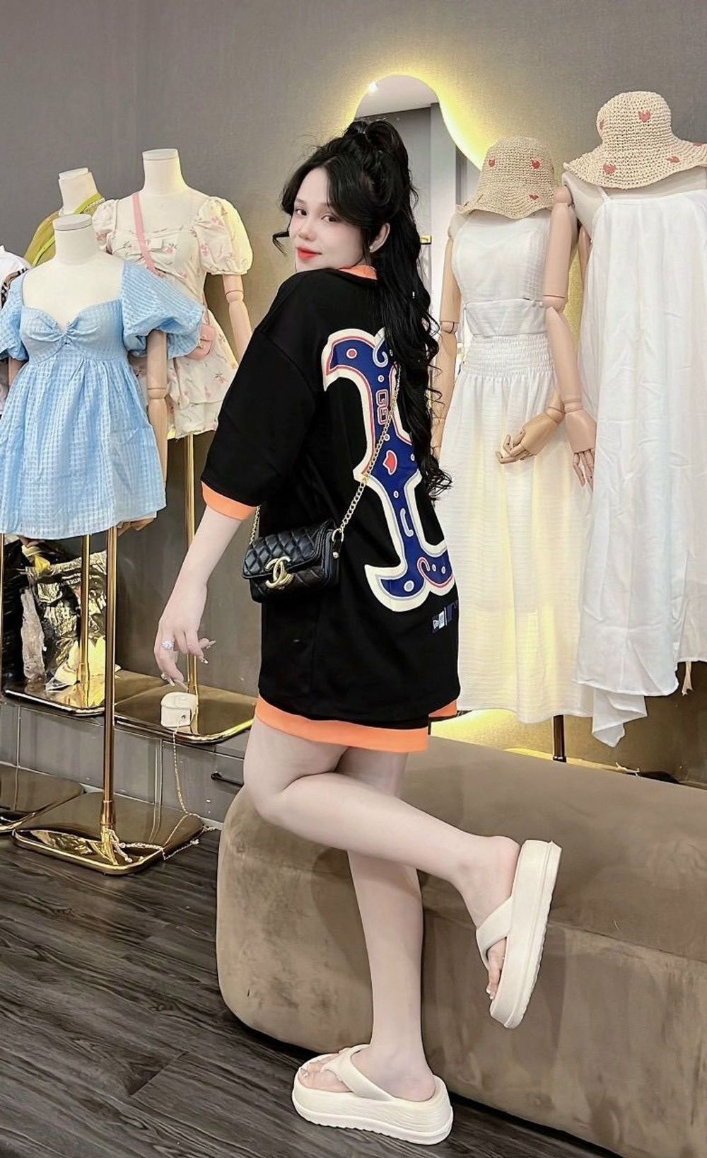 Set bộ áo tay lỡ kèm quần short in chữ B chất thun conton thấm hút mồ hôi freesize