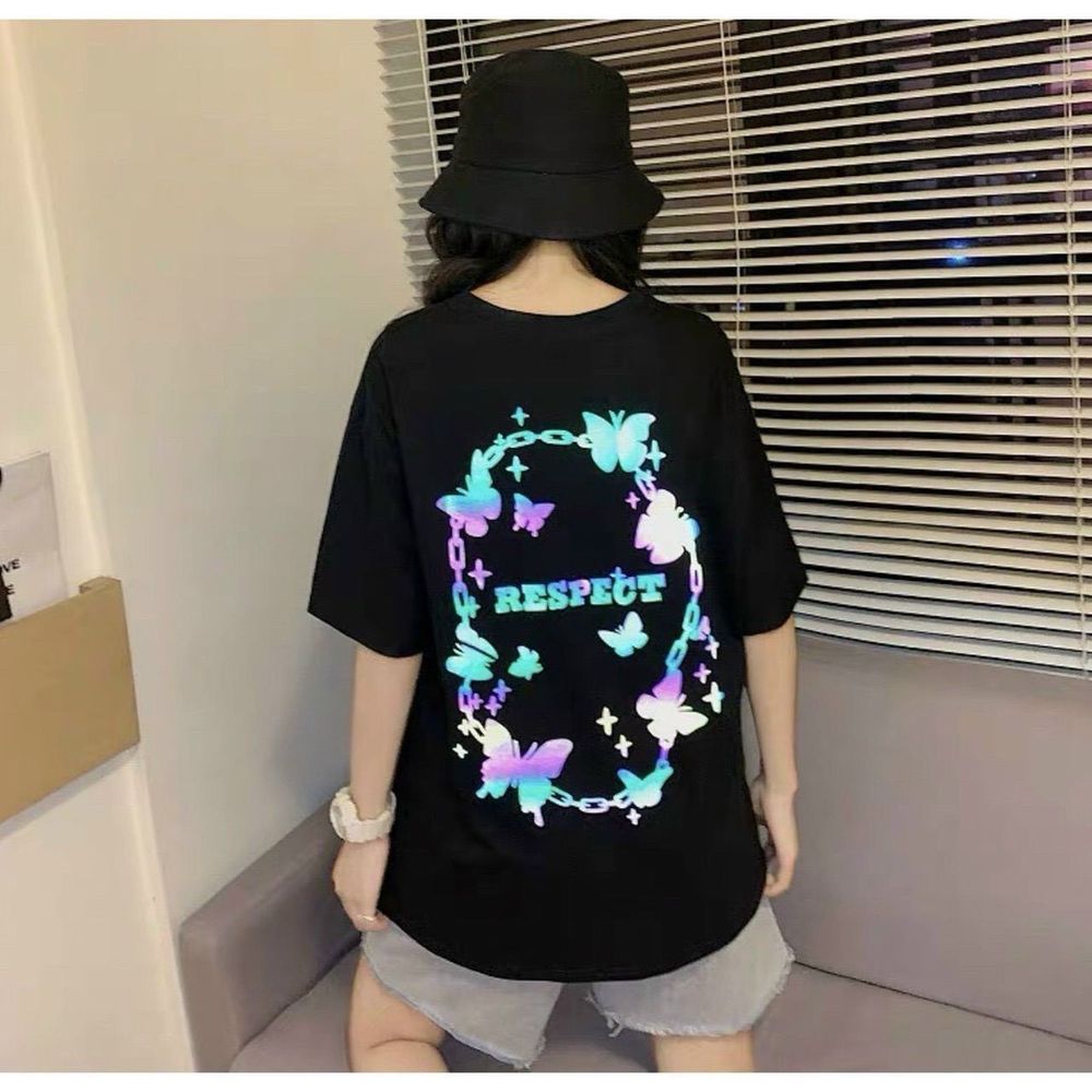 Áo thun UNISEX in phản quang 7 màu chất cotton 4 chiều dày mịn freesize dưới 70kg