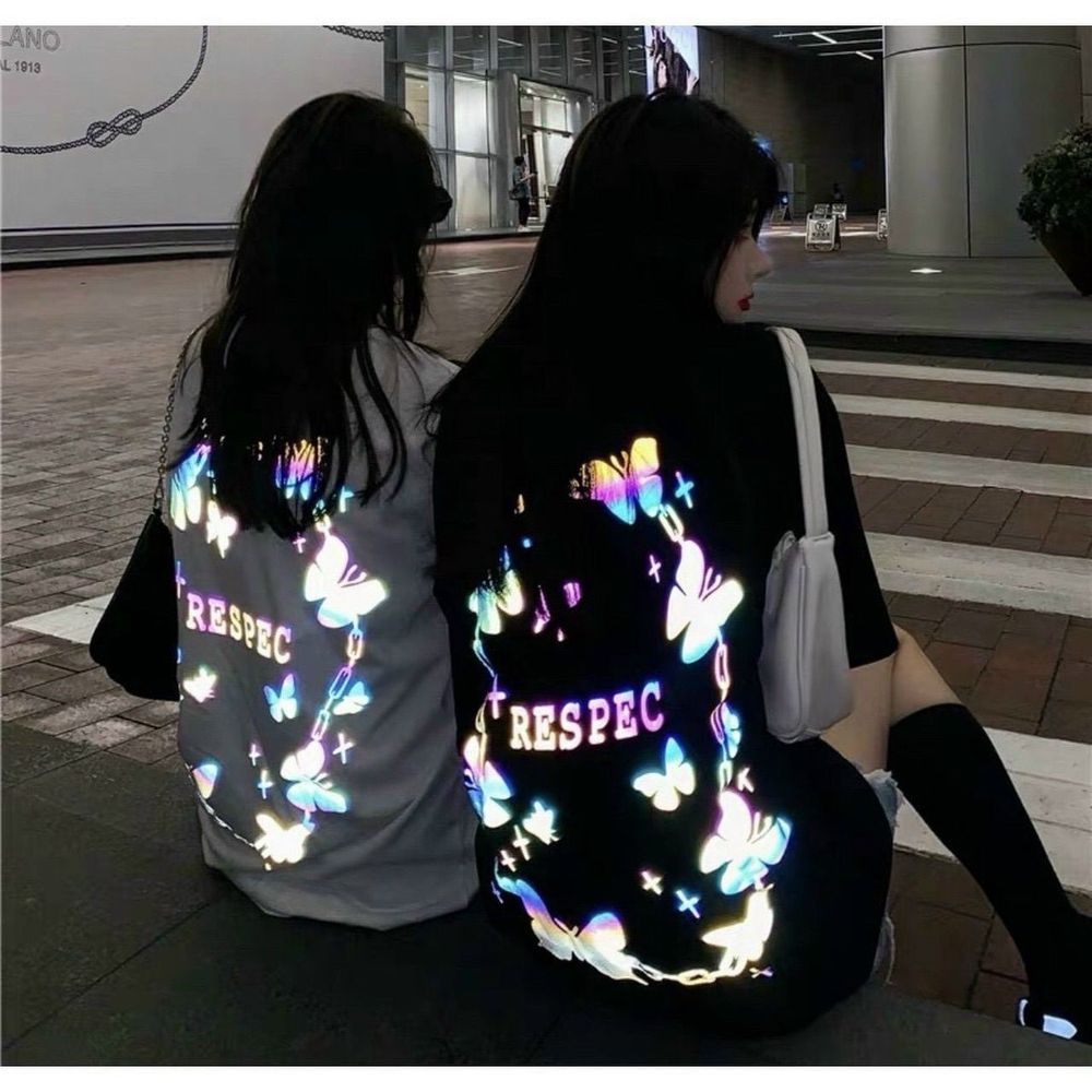 Áo thun UNISEX in phản quang 7 màu chất cotton 4 chiều dày mịn freesize dưới 70kg