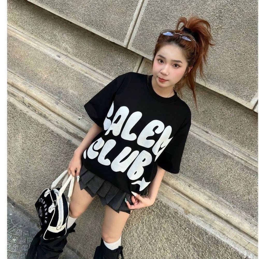 Áo thun tay lỡ in nổi CALEM chất thun 65/35 co giản mềm mịn mát freesize dưới 70kg