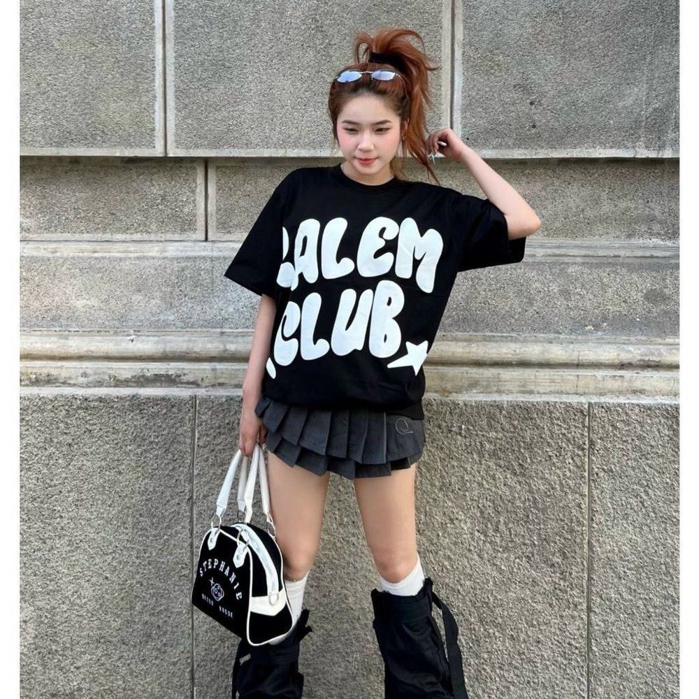 Áo thun tay lỡ in nổi CALEM chất thun 65/35 co giản mềm mịn mát freesize dưới 70kg