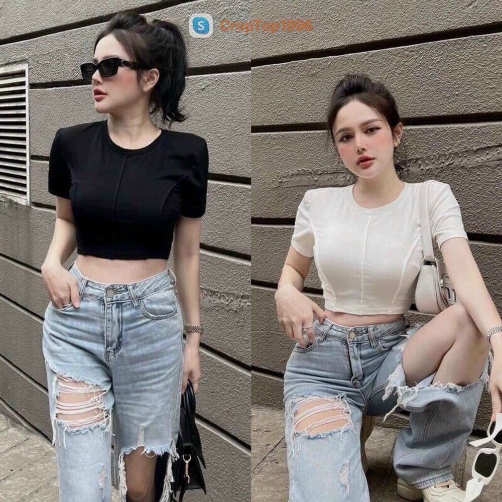 Croptop kiểu ôm body chiết eo chất thun gân co giãn freesize dưới 58kg