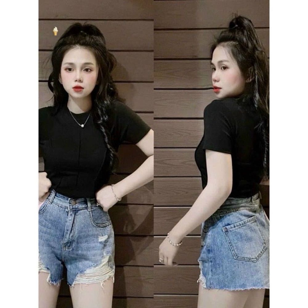 Croptop kiểu ôm body chiết eo chất thun gân co giãn freesize dưới 58kg