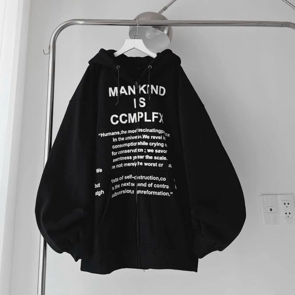 Áo khoác UNISEX nam nữ chất nỉ dày mịn mát in chữ MANKIND form rộng dưới 80kg