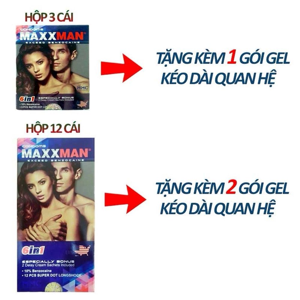 Bao cao su MaxxMan 6in1 gai lớn, kéo dài