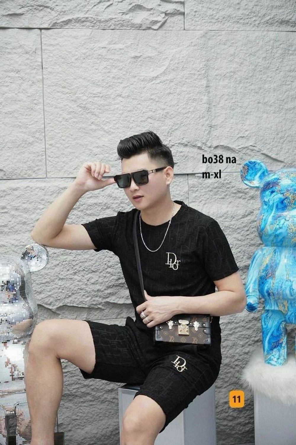 Đồ bộ nam chất xốp in nổi logo thêu freesize dưới 75kg