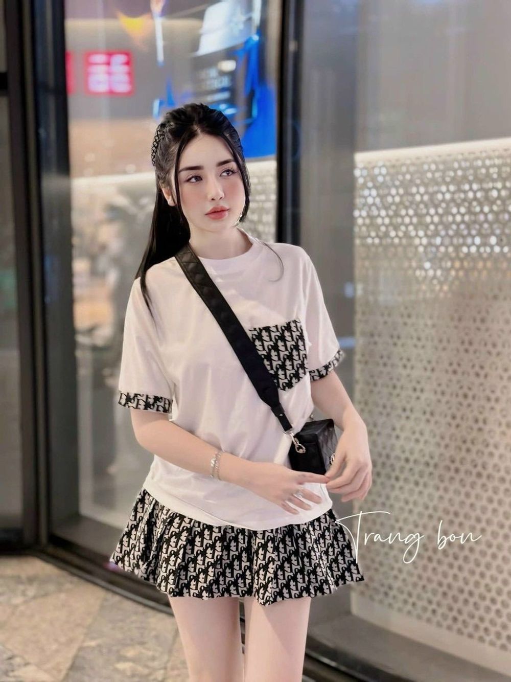 Set áo tăm lạnh kèm váy bố dạ có lót freesize dưới 55kg