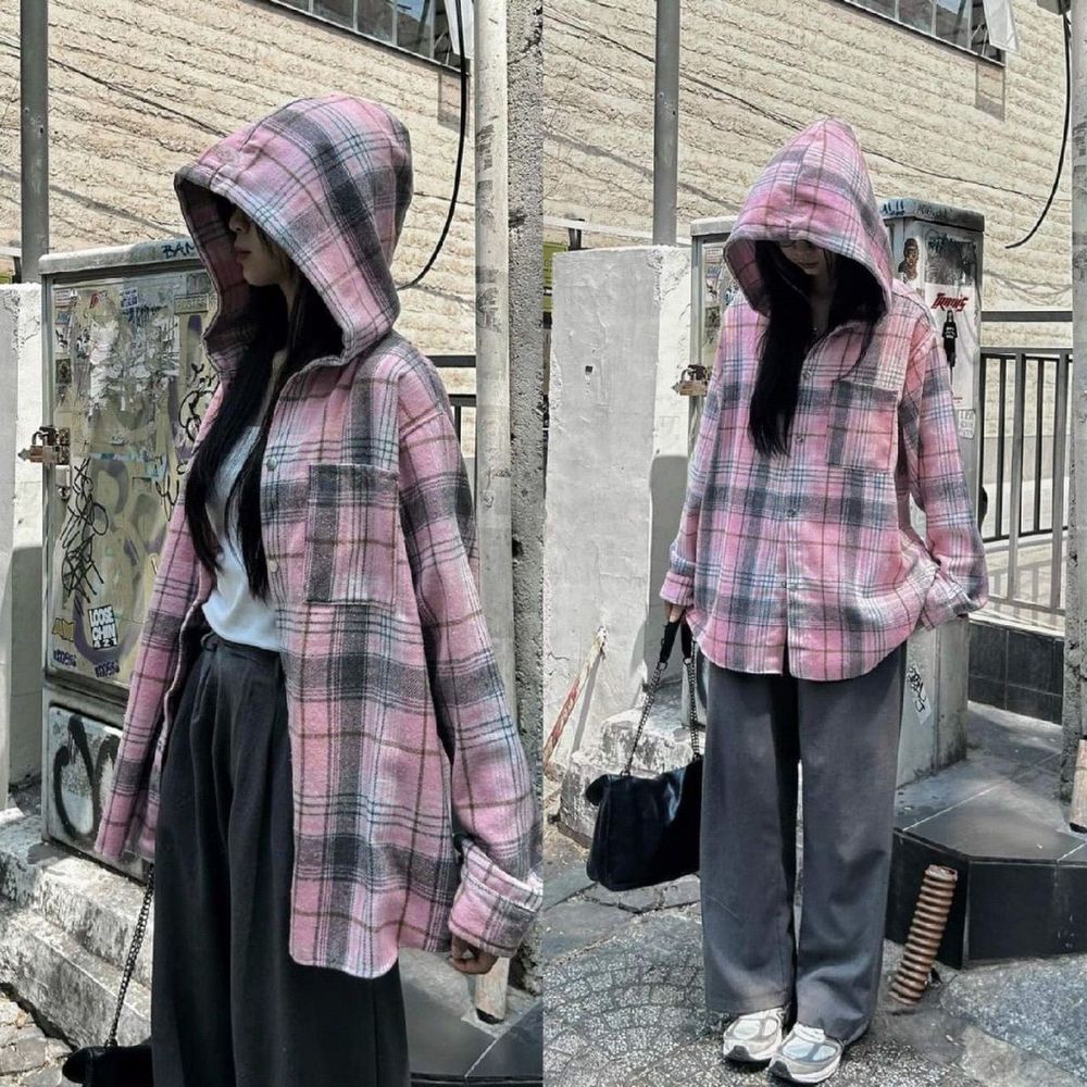 Áo khoác sơ mi có nón unisex chất kate dày mịn mát , form rộng dưới 80kg, nón có tác cao su hàng đẹp