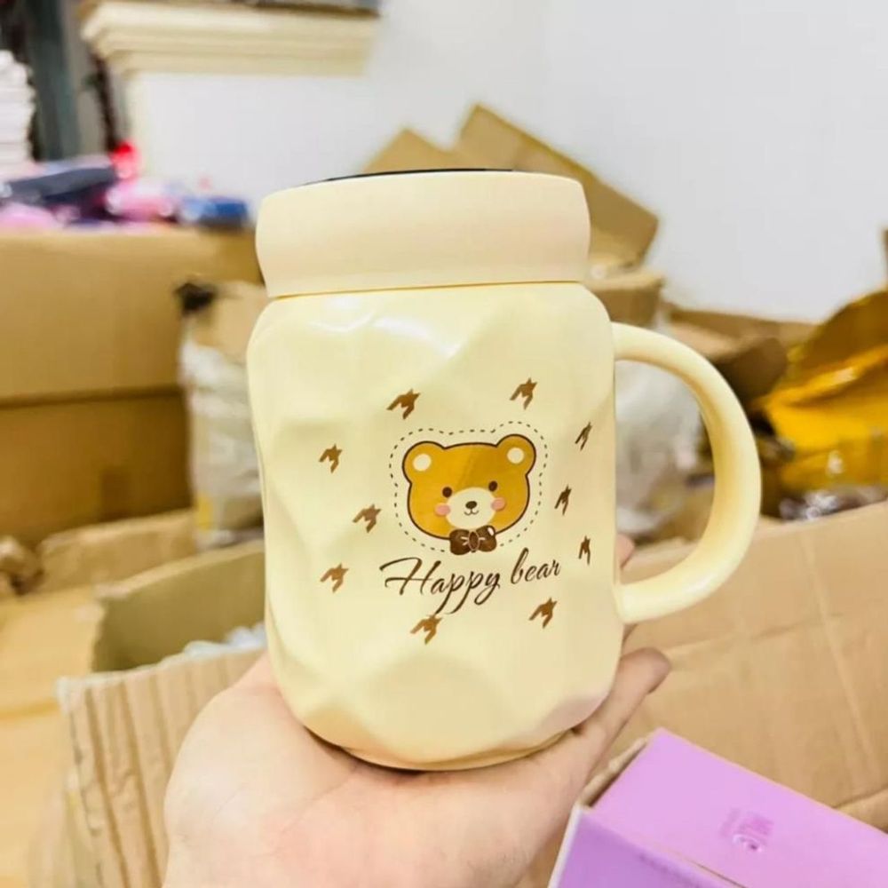 Cốc Sứ Nắp Gương Bear (THÙNG 60C)