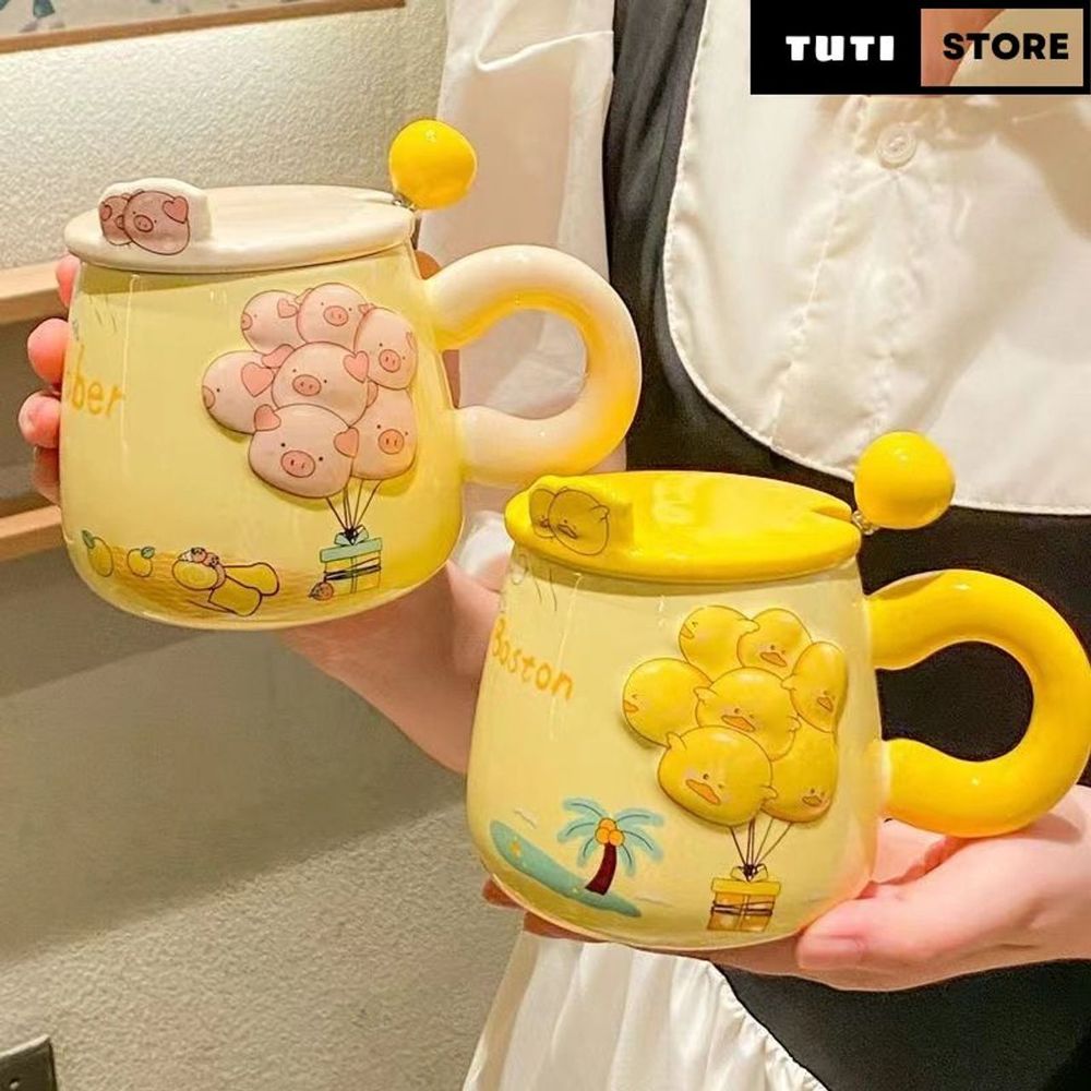 Cốc Sứ Cute Chùm Bóng Quai Tròn ( THÙNG 60C)