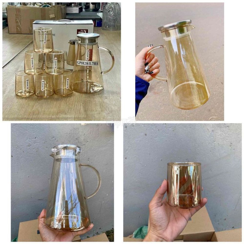 Bộ Bình Cốc Thủy Tinh GPH Vàng (THÙNG 6B)