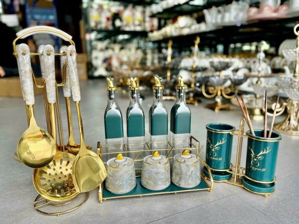 Bộ Khay Gia Vị Vân Đá Xanh 2 Tầng- Bộ Nhà Bếp ( THÙNG 4B)