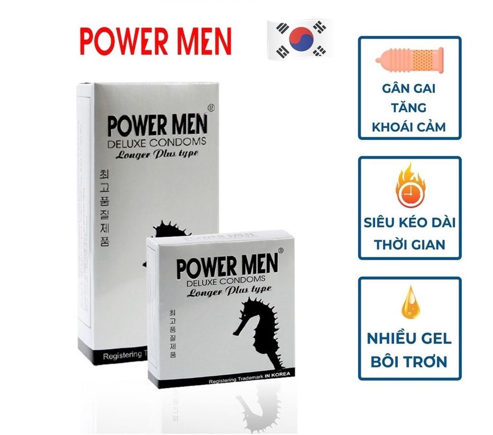 Bao cao su kéo dài thời gian Power Men Longer Plus gân gai