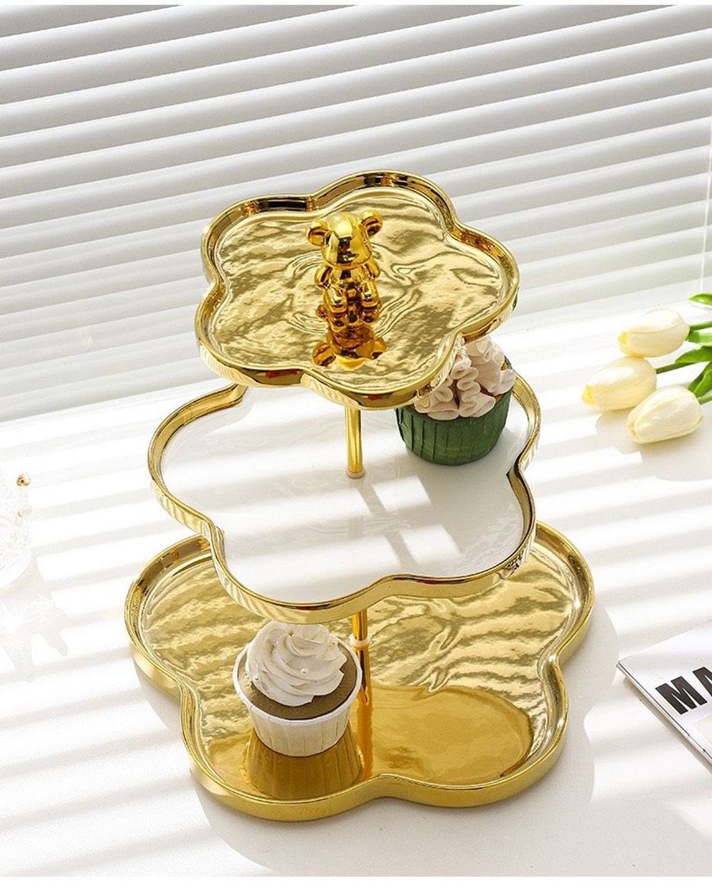 KV2 - Khay Đựng Mứt, Trái cây Gấu Gốm Sứ, Giá Để Bánh Gia Dụng, Kệ trưng bày đồ ăn vặt trang trí [Haza Decor]