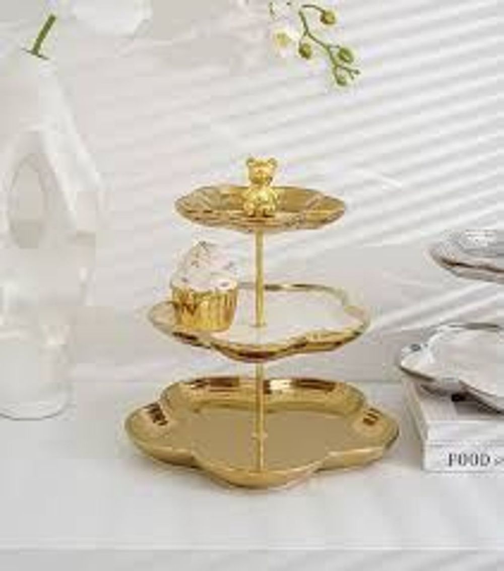 KV2 - Khay Đựng Mứt, Trái cây Gấu Gốm Sứ, Giá Để Bánh Gia Dụng, Kệ trưng bày đồ ăn vặt trang trí [Haza Decor]