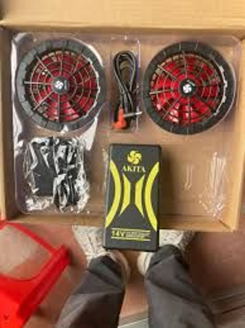 bộ phụ kiện áo điều hòa nhật bản cao cấp Pin 74.000mAh Quạt 14v-3 cánh to siêu mát