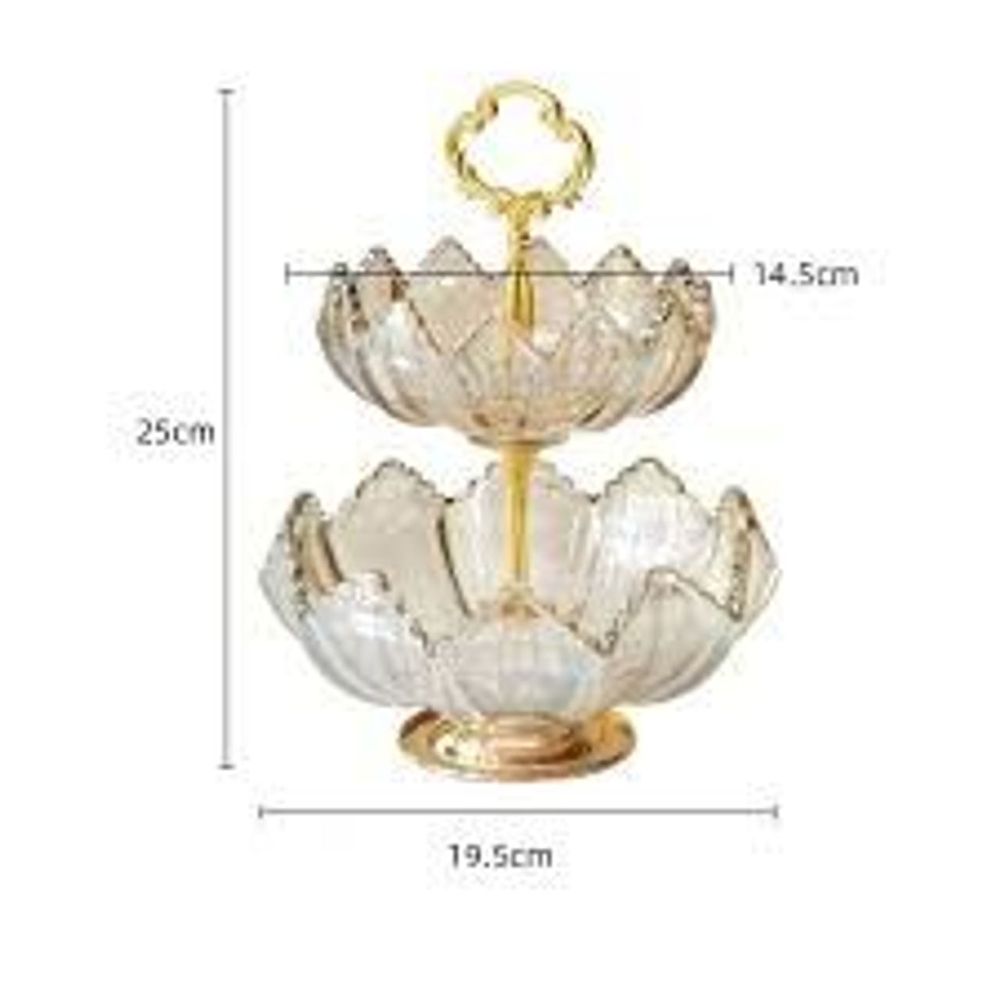 Khay mứt Tết thủy tinh pha lê cao cấp, Dĩa trái cây có chân, đĩa bánh kẹo nhiều tẩng