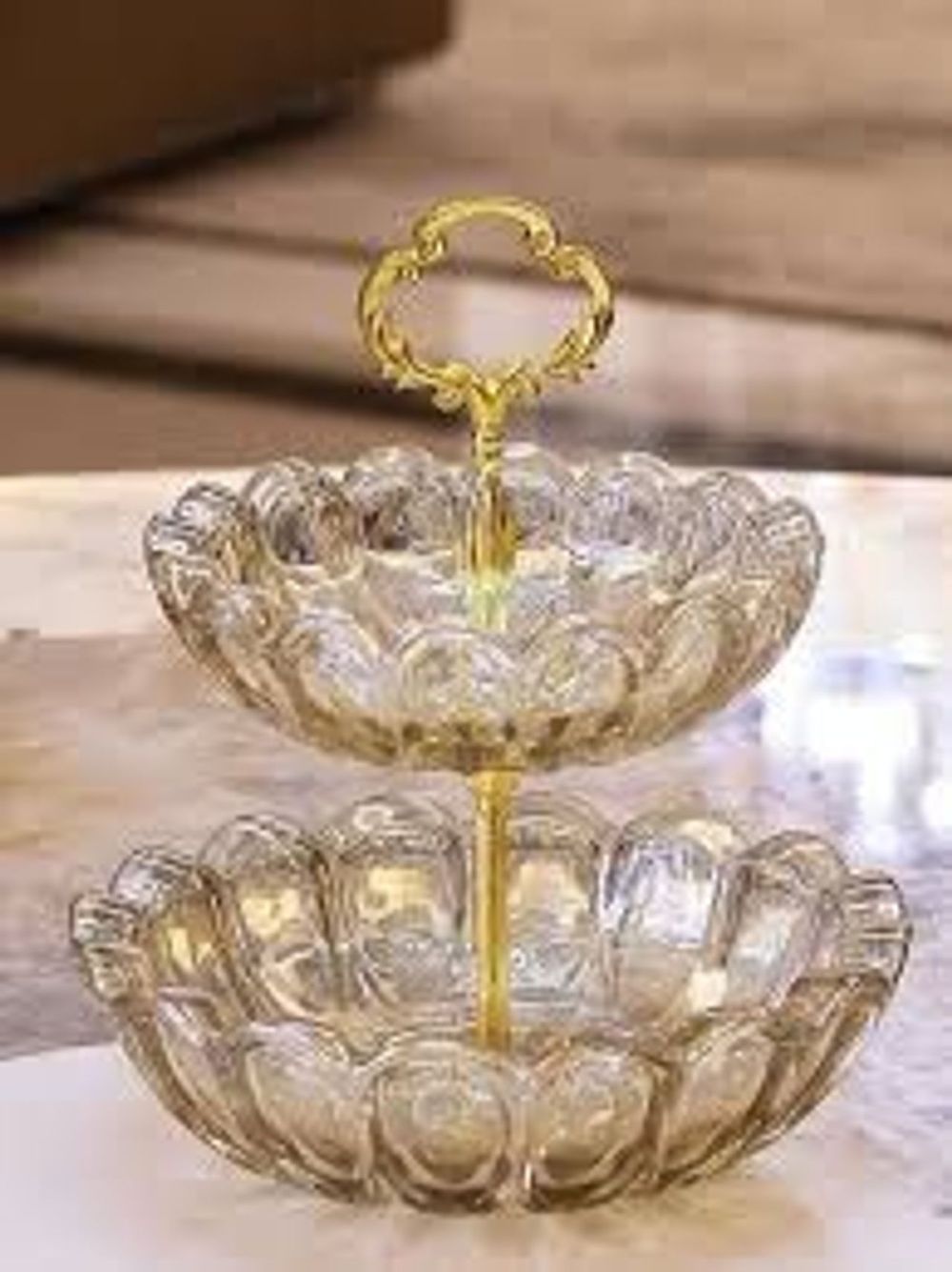 Khay mứt Tết thủy tinh pha lê cao cấp, Dĩa trái cây có chân, đĩa bánh kẹo nhiều tẩng