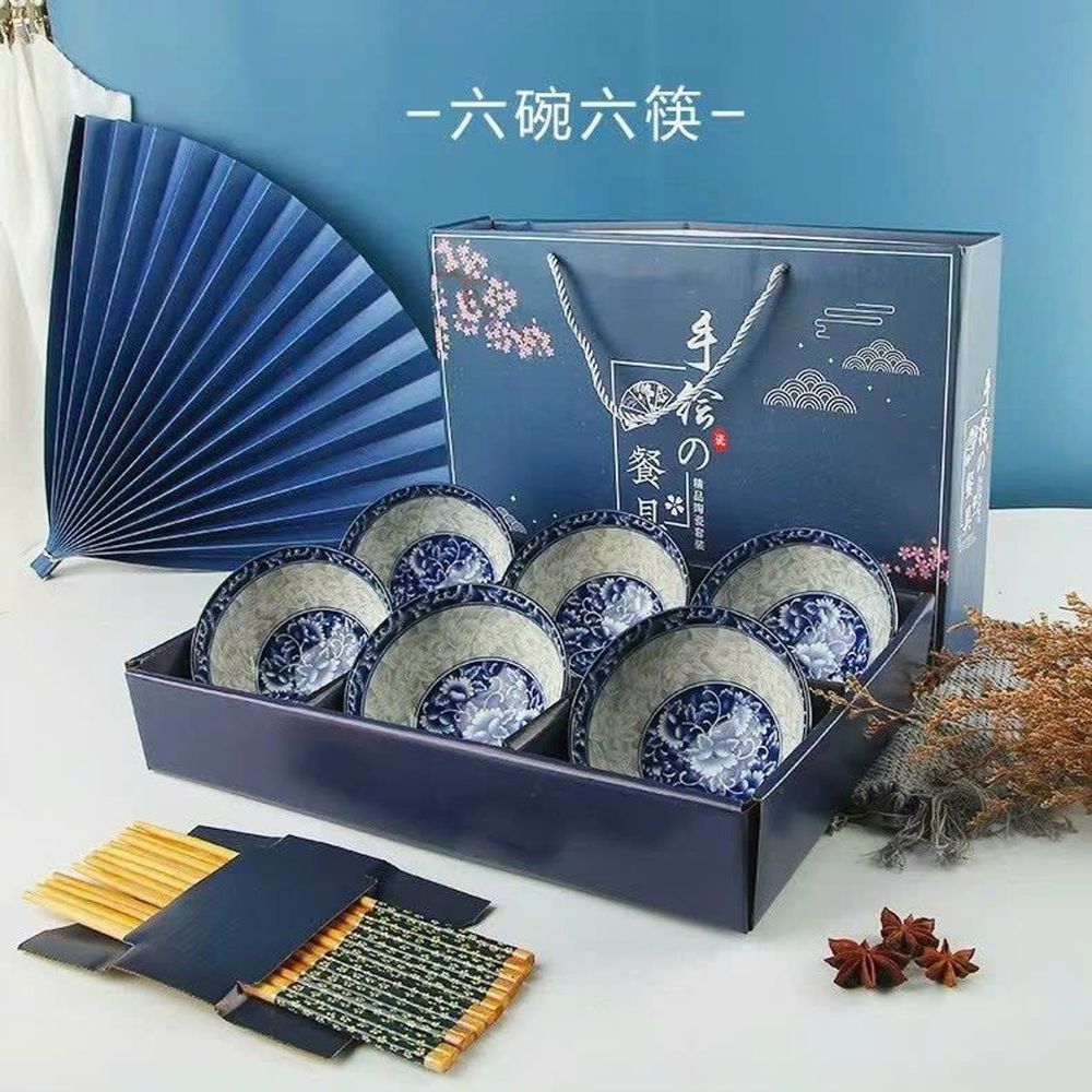 Bát Canh Bộ Đồ Ăn Chống bỏng Retro Màu Xanh Và Trắng Sứ Series Cảnh Đức Trấn Bộ Đồ Ăn Gốm Sứ Quà Tặng Tốt Nhất