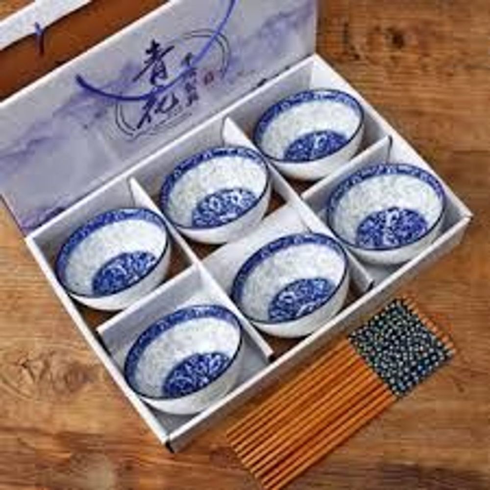 Bát Canh Bộ Đồ Ăn Chống bỏng Retro Màu Xanh Và Trắng Sứ Series Cảnh Đức Trấn Bộ Đồ Ăn Gốm Sứ Quà Tặng Tốt Nhất